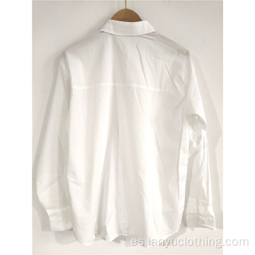 Camisa blanca pura con cuello alto para mujer